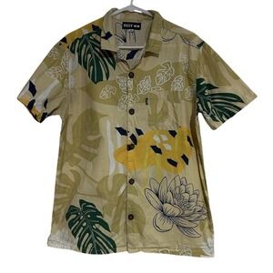Reef Men Medium Tropical Monstera Floral Short Sleeve Button Down Shirt Hawaiian